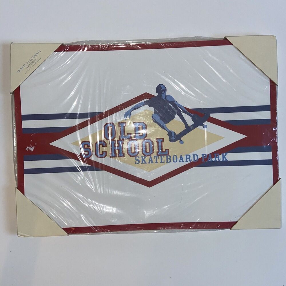 Pottery Barn Kids Retro Sports Placemats Set Of 4 Skateboard Park BMX Bike NEW